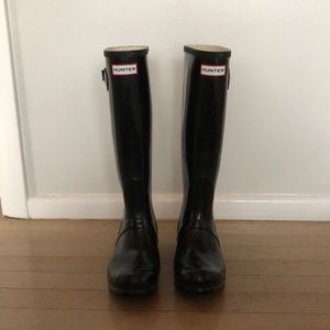Black original tall gloss hunter boots